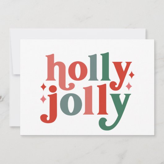 Holly Jolly - Retro Vakantie Typografie Kaart (Voorkant)