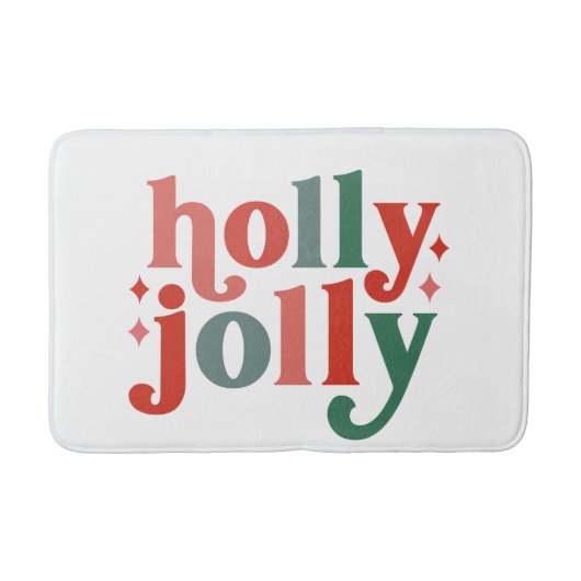 Holly Jolly - Retro Vakantietypografie Badmat (Voorkant)