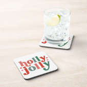 Holly Jolly - Retro Vakantietypografie Bier Onderzetter (Rechterzijde)