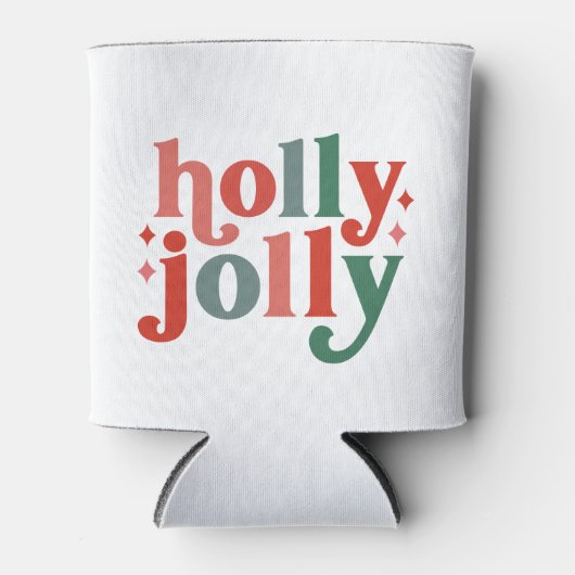 Holly Jolly - Retro Vakantietypografie Blikjeskoeler (Voorkant)