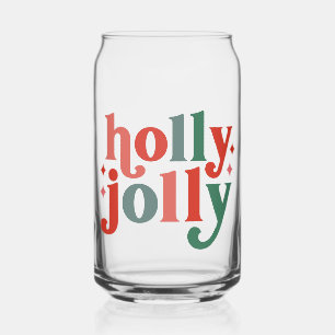 Holly Jolly - Retro Vakantietypografie Blikvorm Glas