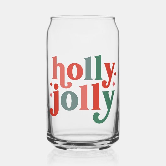 Holly Jolly - Retro Vakantietypografie Blikvorm Glas (Voorkant)