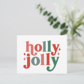 Holly Jolly - Retro Vakantietypografie Briefkaart (Staand voorkant)