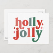 Holly Jolly - Retro Vakantietypografie Briefkaart (Voorkant / Achterkant)
