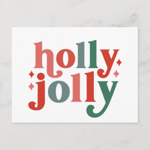 Holly Jolly - Retro Vakantietypografie Briefkaart