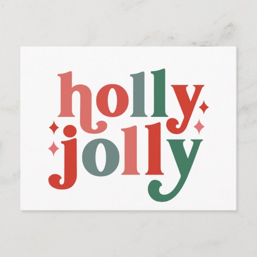 Holly Jolly - Retro Vakantietypografie Briefkaart (Voorkant)