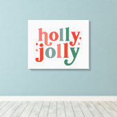 Holly Jolly - Retro Vakantietypografie Canvas Afdruk (Insitu (Houten vloer))
