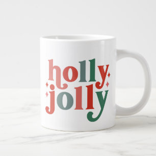 Holly Jolly - Retro Vakantietypografie Grote Koffiekop