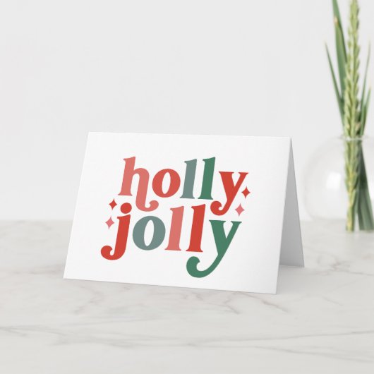 Holly Jolly - Retro Vakantietypografie Kaart (Voorkant)
