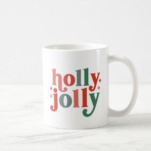Holly Jolly - Retro Vakantietypografie Koffiemok