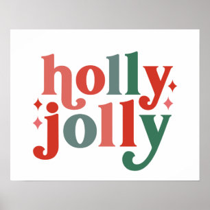 Holly Jolly - Retro Vakantietypografie Poster