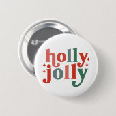 Holly Jolly - Retro Vakantietypografie Ronde Button 5,7 Cm (Voorkant /achterkant)