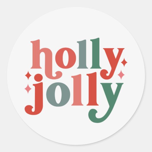 Holly Jolly - Retro Vakantietypografie Ronde Sticker (Voorkant)