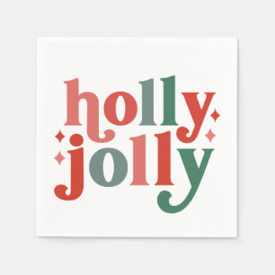 Holly Jolly - Retro Vakantietypografie Servet