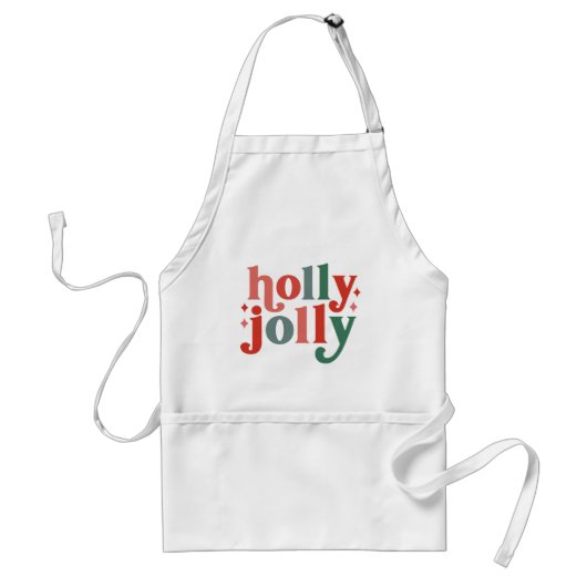 Holly Jolly - Retro Vakantietypografie Standaard Schort (Voorkant)