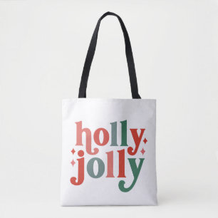 Holly Jolly - Retro Vakantietypografie Tote Bag