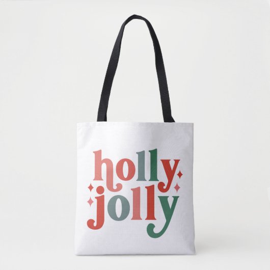 Holly Jolly - Retro Vakantietypografie Tote Bag (Voorkant)