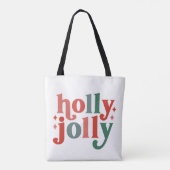 Holly Jolly - Retro Vakantietypografie Tote Bag (Achterkant)