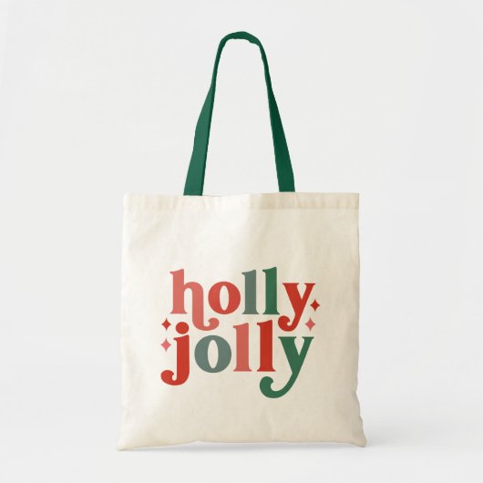 Holly Jolly - Retro Vakantietypografie Tote Bag (Voorkant)
