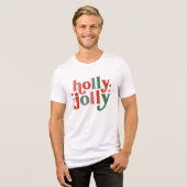 Holly Jolly - Retro Vakantietypografie Tri-Blend Shirt (Voorkant volledig)