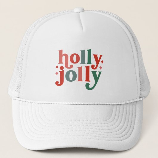 Holly Jolly - Retro Vakantietypografie Trucker Pet (Voorkant)
