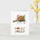 Holly Jolly Robin Kaart (Gele Bloem)