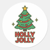 Holly Jolly Ronde Sticker (Voorkant)