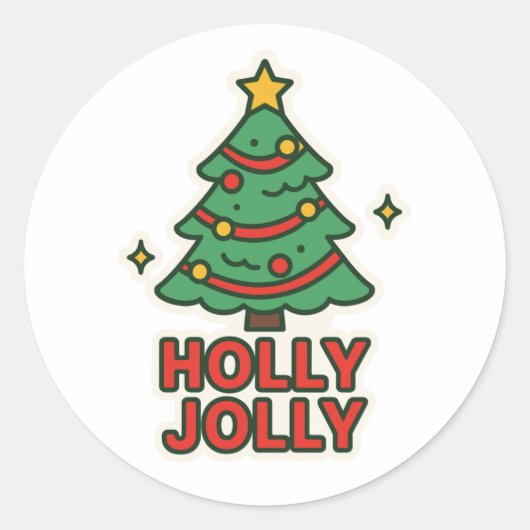 Holly Jolly Ronde Sticker (Voorkant)
