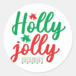 Holly jolly ronde sticker