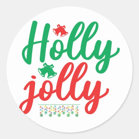 Holly jolly ronde sticker (Voorkant)