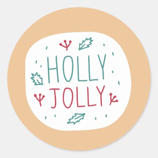 Holly Jolly Ronde Sticker (Voorkant)