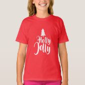 Holly Jolly Rood en Wit Vrolijk Kerstfeest T-shirt (Voorkant)