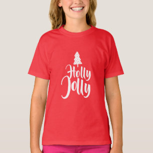 Holly Jolly Rood en Wit Vrolijk Kerstfeest T-shirt