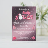 Holly Jolly Roze Metallic Glitters Kerstfeest Kaart (Staand voorkant)