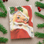 Holly Jolly Santa Claus - Aangepaste kerstperiode Feestdagen Kaart<br><div class="desc">Deze klassieke kerstkaart uit de midden van de eeuw is voorzien van een heilige, vrolijke kerstman, compleet met een kersenneus, roze wangen, een rood pak en pet, een rimpel in zijn oog en een vleugje maretak. Op de kaart staat: "Moge je vakantieseizoen vol van liefde en vreugde. Vrolijk kerstfeest!" en...</div>