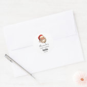 Holly Jolly Santa Claus Kerstkaarsenhandel Ronde Sticker (Envelop)