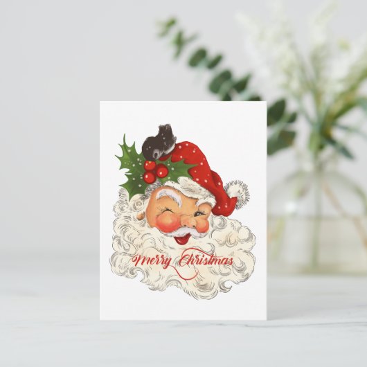 Holly Jolly  Santa Claus Merry Kerstmis Feestdagenkaart