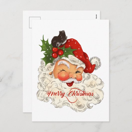 Holly Jolly Santa Claus Merry Kerstmis Feestdagenkaart (Voorkant / Achterkant)