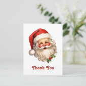 Holly Jolly Santa Claus Retro Bedankt Briefkaart (Staand voorkant)