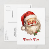 Holly Jolly Santa Claus Retro Bedankt Briefkaart (Voorkant / Achterkant)