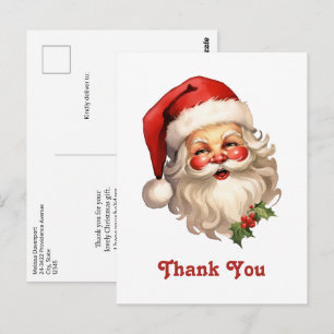 Holly Jolly Santa Claus Retro Bedankt Briefkaart