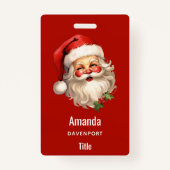 Holly Jolly Santa Claus Retro Kerstmis Badge (Achterkant)