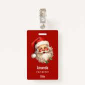 Holly Jolly Santa Claus Retro Kerstmis Badge (Achterkant met clip)