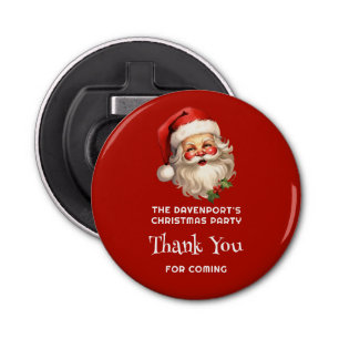 Holly Jolly Santa Claus Retro Kerstmis Bedankt Button Flesopener