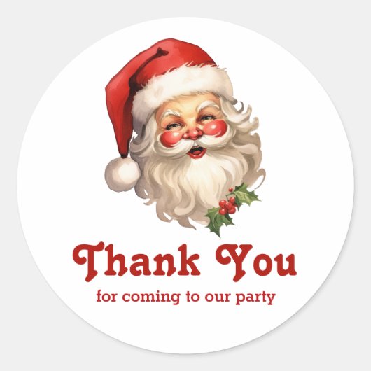 Holly Jolly Santa Claus Retro Kerstmis Bedankt Ronde Sticker (Voorkant)