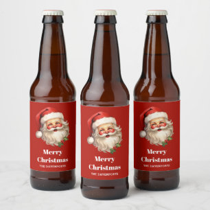 Holly Jolly Santa Claus Retro Kerstmis Bier Etiket