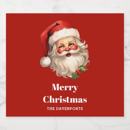 Holly Jolly Santa Claus Retro Kerstmis Bier Etiket (Enkel label)