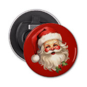Holly Jolly Santa Claus Retro Kerstmis Button Flesopener (Voorkant)