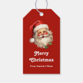 Holly Jolly Santa Claus Retro Kerstmis Cadeaulabel (Voorkant)