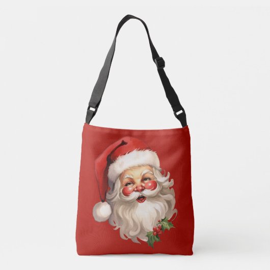 Holly Jolly Santa Claus Retro Kerstmis Crossbody Tas (Achterkant)
